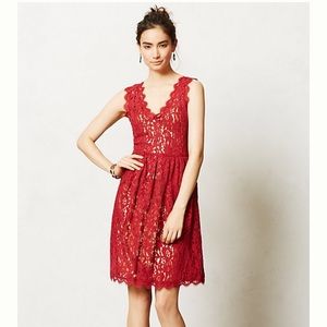 SOLD Anthropologie Melusine Red Lace Dress Greylin